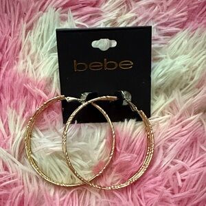 Bebe Textured Gold Hoop Earrings
